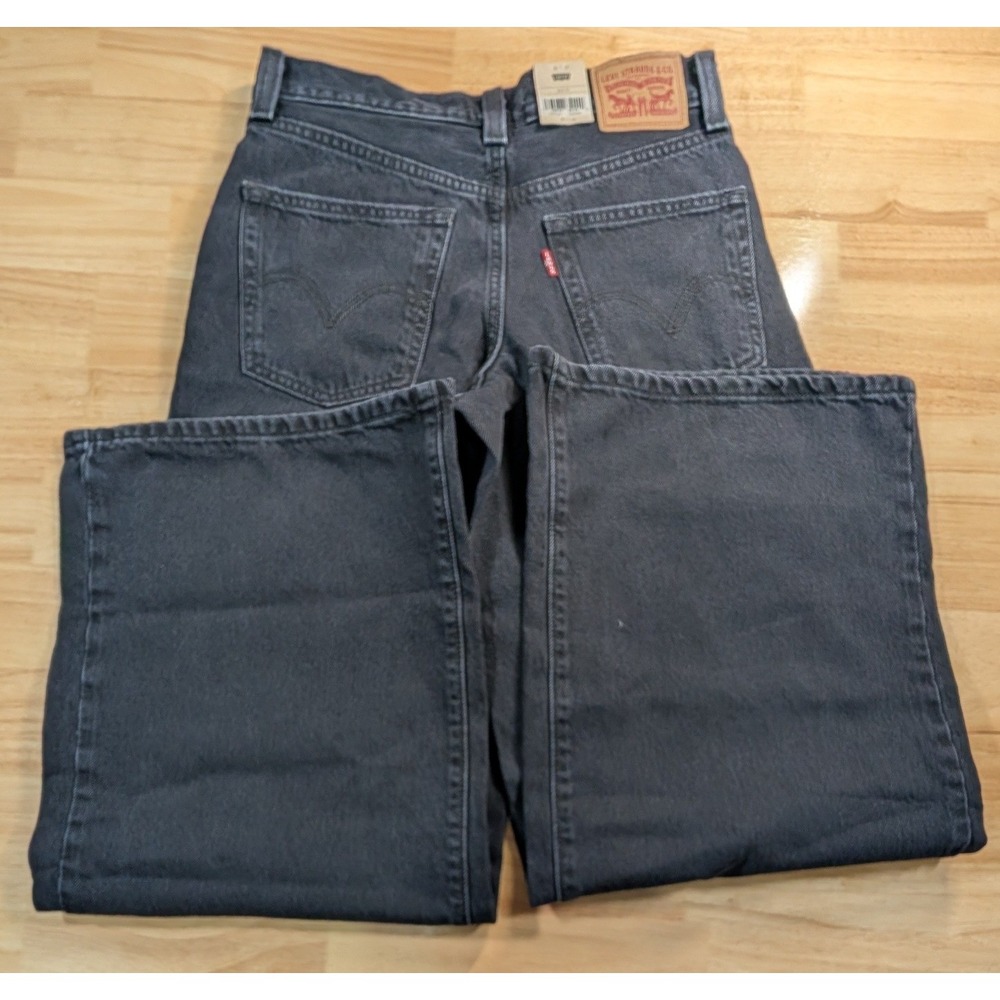 Levis 94 Baggy Wide Leg Jeans Womens 25 Black High Rise Denim A5929-0006 NEW - Picture 8 of 11